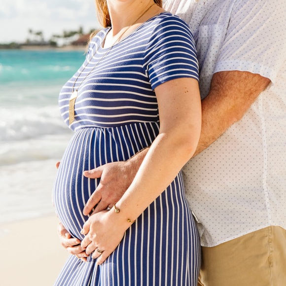 Blue striped maternity maxi dress - Picture 4 of 4